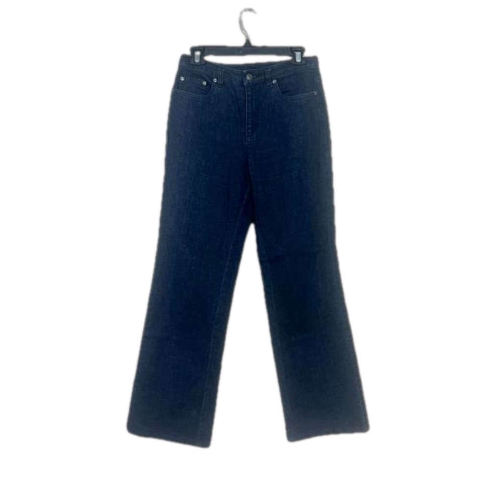 Talbots Jeans Women's 6 Black Stretch Straight Leg High Waist Rise Mom Jeans